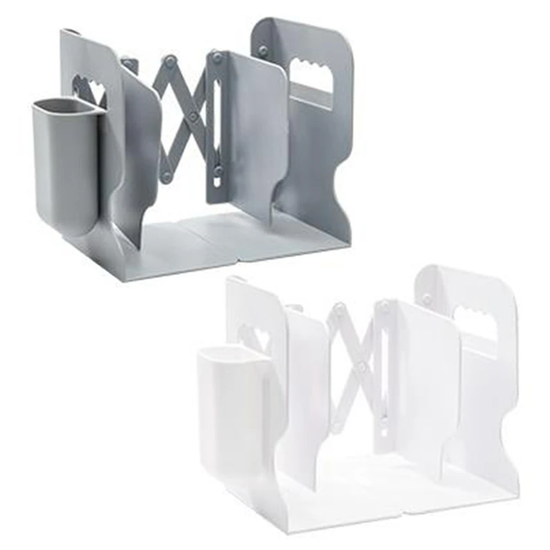 

1PC ABS Retractable Bookshelf Desktop Book Holder Stationery Storage Organizer With Pen Holder Telescopic Folding Book Stand