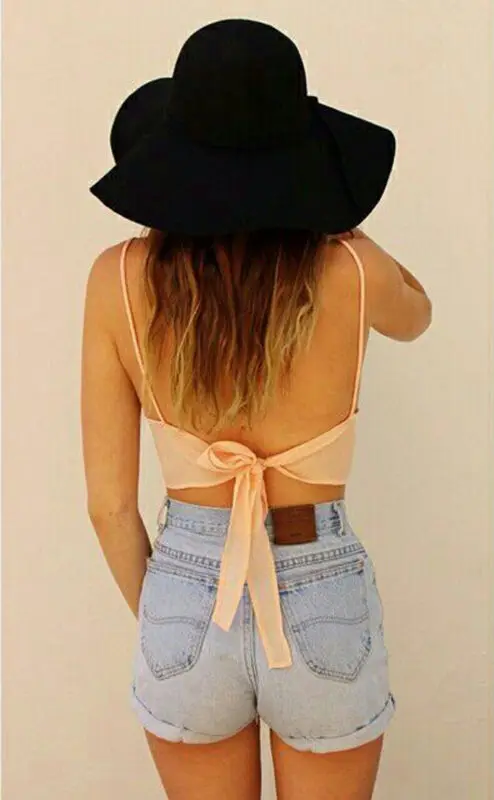 Женский сексуальный жилет модная майка с бантом без рукавов мини короткая