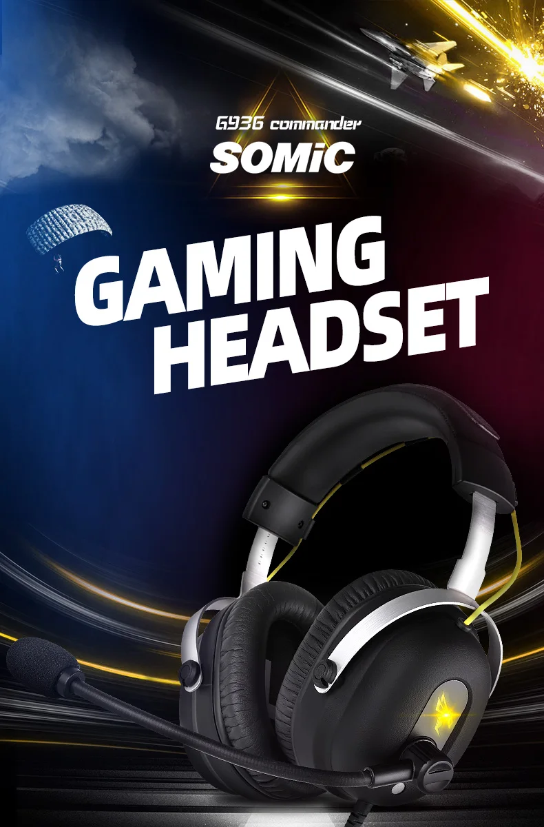 SOMIC G936PRO, USB 7,1, виртуальная игровая гарнитура, стерео, бас, игровые наушники, наушники с микрофоном, светодиодный светильник для компьютера, ПК, ноутбука, геймера