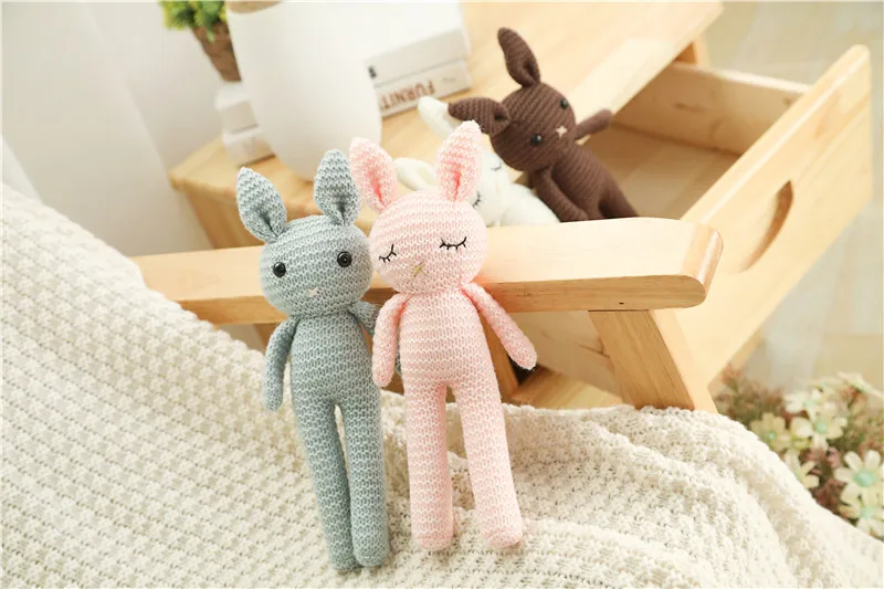 

25Cm Handmade Knitted Rabbit Doll Stuffed Plush Toy Cute Animals Soothing Baby Sleeping Plush Toy Gifts for Kids Birthday