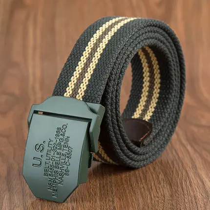 Army Armygreenstripe Мужской тканевый ремень унисекс мужской s Повседневный поясной ремень в стиле карго Военные Вентиляторы Автоматическая пряжка-ремень мужской полевой тактический ремень - Цвет: Army Armygreenstripe