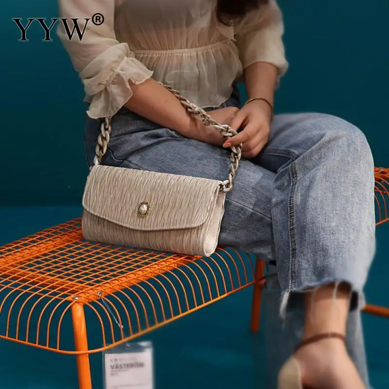 

Satin Hard-Surface Clutch Bag With Chain Underarm Bag Travel Purse Women Handbag Pouch Waterproof Handbags Female Shoulder Bags