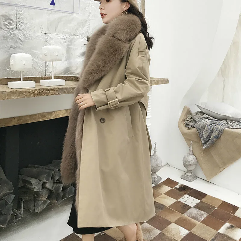 Женская парка с подкладкой из натурального Лисьего меха зимнее пальто женская