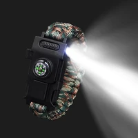 4mm survival paracord bracelet led light multi function bracelet outdoor emergency 550 paracord camping hiking rescue hand rope