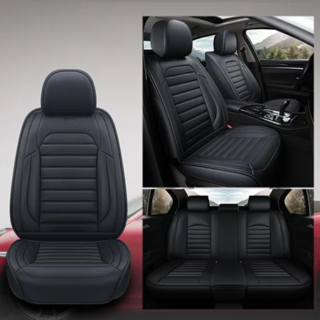 Кожа авто чехлы на сиденья для peugeot 206 3008 2008 307 507 508 кіа cerato Chevrolet Orlando mitsubishi lancer автокресла - Название цвета: Black standard