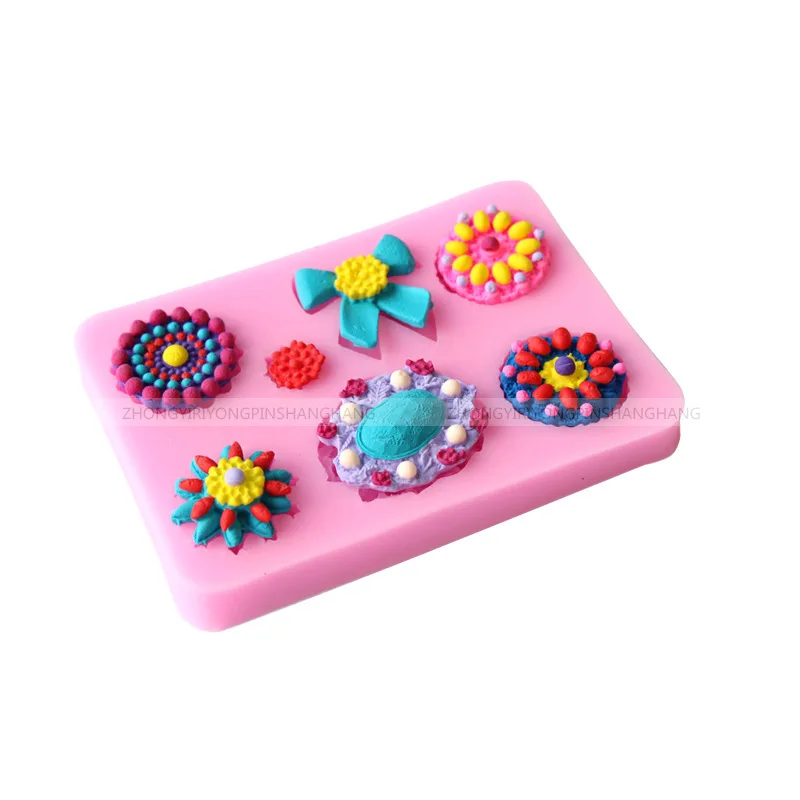

Gem flower shape DIY cake fondant baking mold liquid silicone mold D148