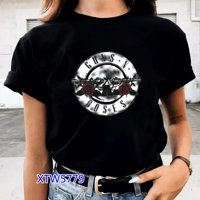 Camiseta con estampado de GUNS and Roses para mujer, ropa de calle de gran tamaño, tops punk para mujer, ropa para mujer, envío directo