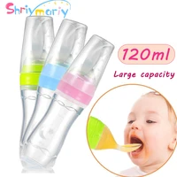 baby training rice spoon silicone squeezing feeding bottle newborn infant cereal food supplement feeder safe tableware tools