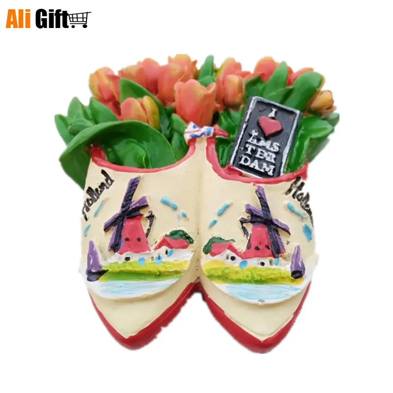 Мир Туризм Амстердам Нидерланды тюльпаны ветряная мельница Смола 3D холодильник