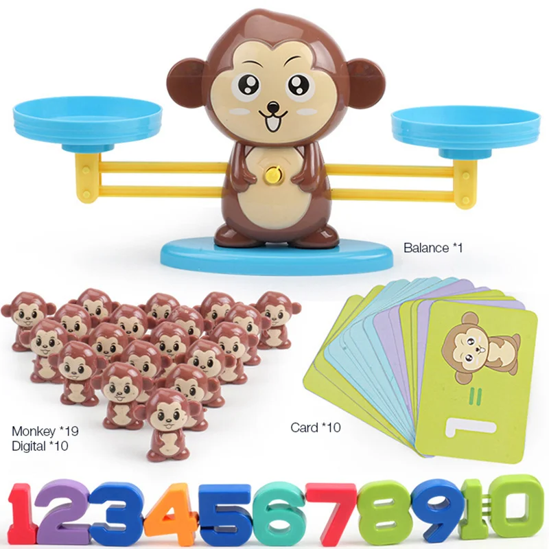 

Monkey Digital Balance Scale Toys Early Learning Balance Children Enlightenment Digital Addition and Subtraction Math Match Toy