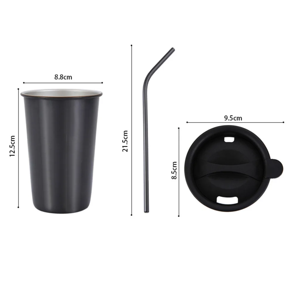 Простой современный 500 мл классический стакан с соломинкой и откидной крышкой