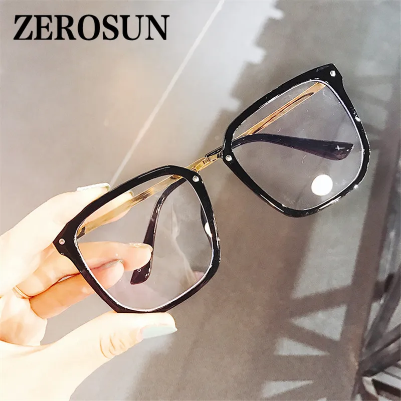 Zerosun прозрачные очки оправа для женщин негабаритных белые мужчин поддельные