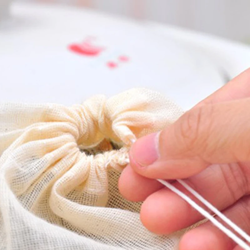 

10pcs Cotton Muslin Drawstring Straining Tea Cooking Separate Spice Food Filter Household Utensils For Kitchen Eco-friendly