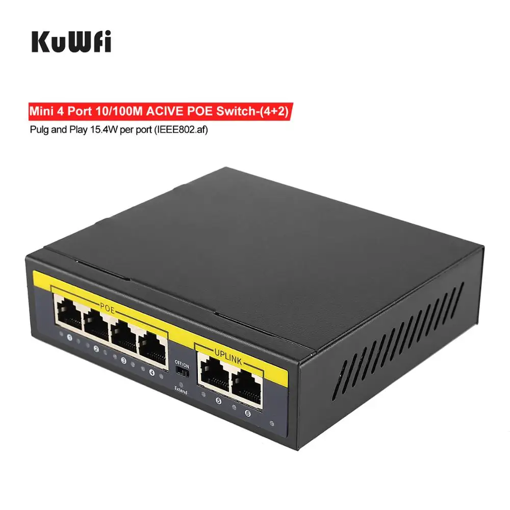 KuWFi 4 Порты и разъёмы Fast Ethernet коммутатор | Сетевой 100 Мбит/с Настольный сплиттер