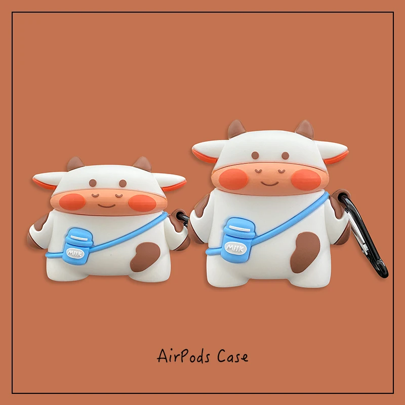 

Чехол для Airpods Pro 3D, милые Мультяшные наушники в виде молочной коровы, чехол для Airpods 1 2