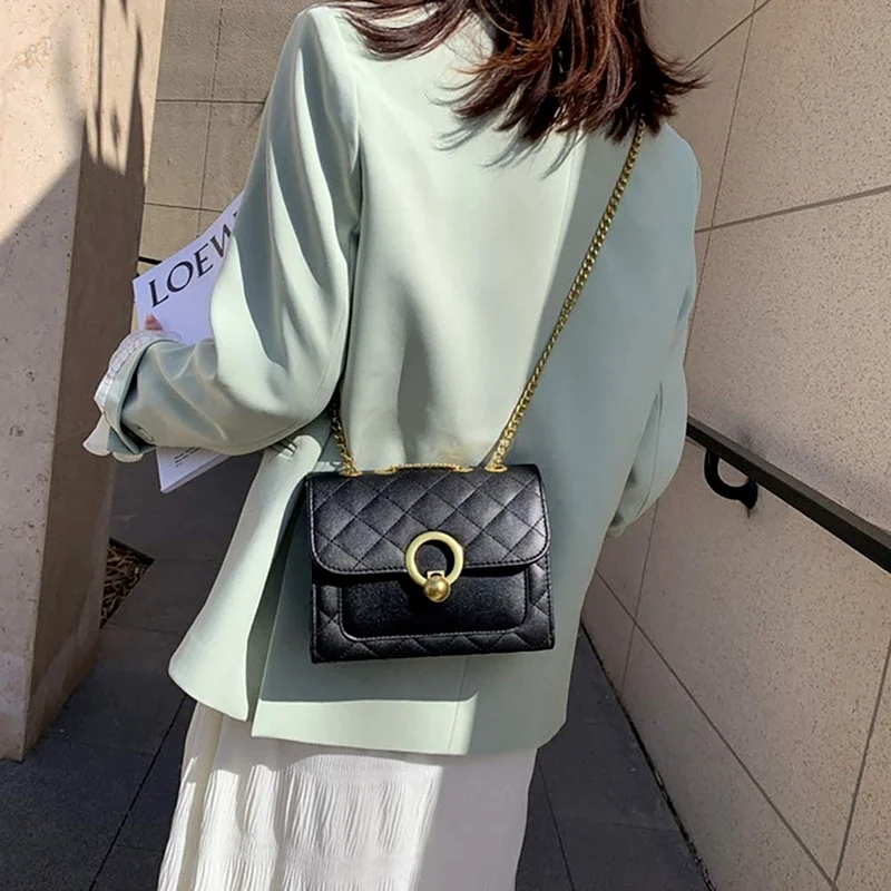 

Женская Маленькая кожаная сумка через плечо, стеганая сумка через плечо с цепочкой и ремешком, роскошные дизайнерские сумки для женщин