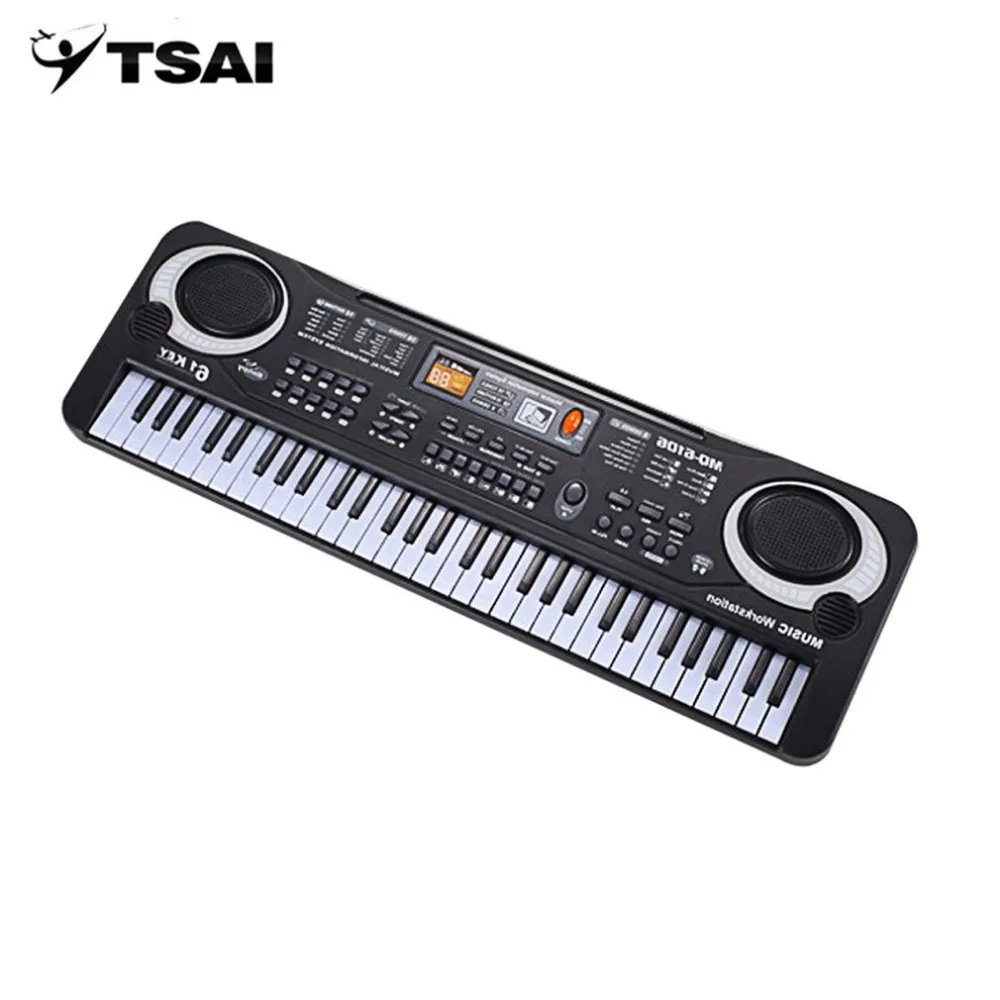 

Электронная музыкальная клавиатура TSAI, 61 клавиша, электрический орган с микрофоном, популярный детский музыкальный инструмент для раннего ...
