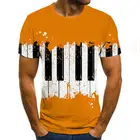 Футболка мужская и женская с круглым вырезом, модная Повседневная рубашка с короткими рукавами в стиле хип-хоп, с 3D-принтом пианино, 130-6XL, лето 2021