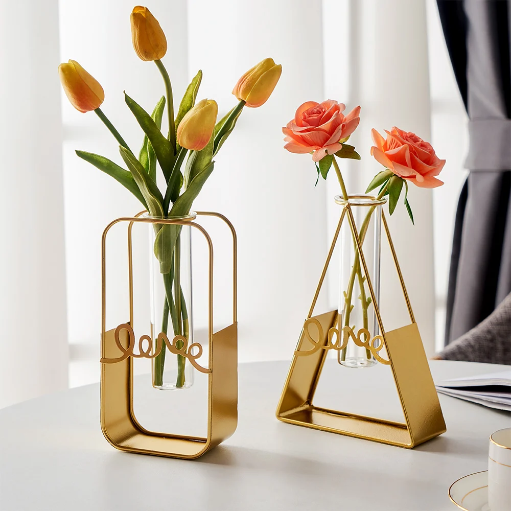

Minimalism Nordic Flower Stand Iron Frame Vase Family Flower Rack Bottle Ornament Christmas Decoration Pot Holder Home Decor