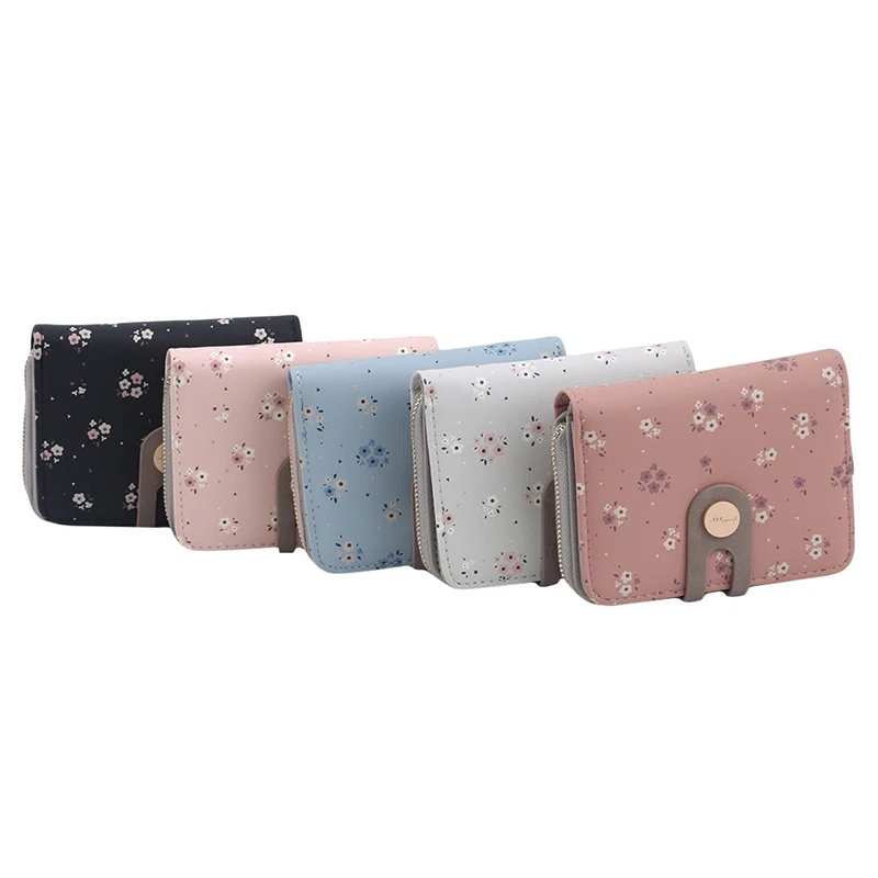 

2020 New Printing Floral Women Wallet Snap Zipper Purse Brand Designer Female PU Leather Coin Purse Lady Card Holder Wallet