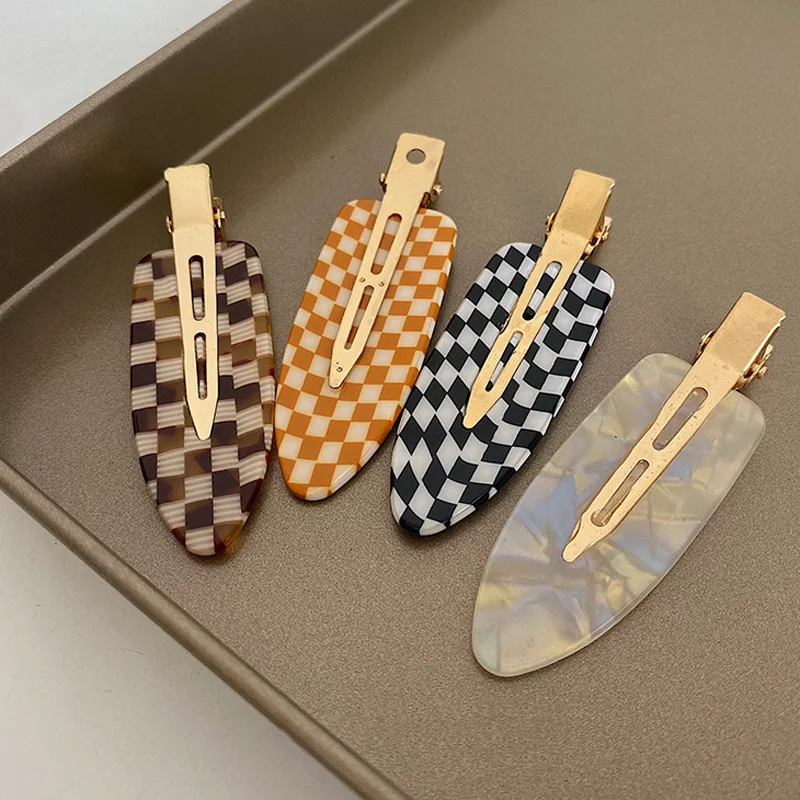 

No Bend Hair Clips Barrettes Houndstooth pattern No Mark Pin Curl Clip Makeup No Crease Clip Hair Styling Bang Clips Accessories