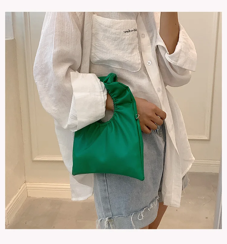 

Pleated Mini Shoulder Bag 2021 Summer Soft PU Leather Chain Bucket Crossbody Bags Women's Small Purses and Handbag Green