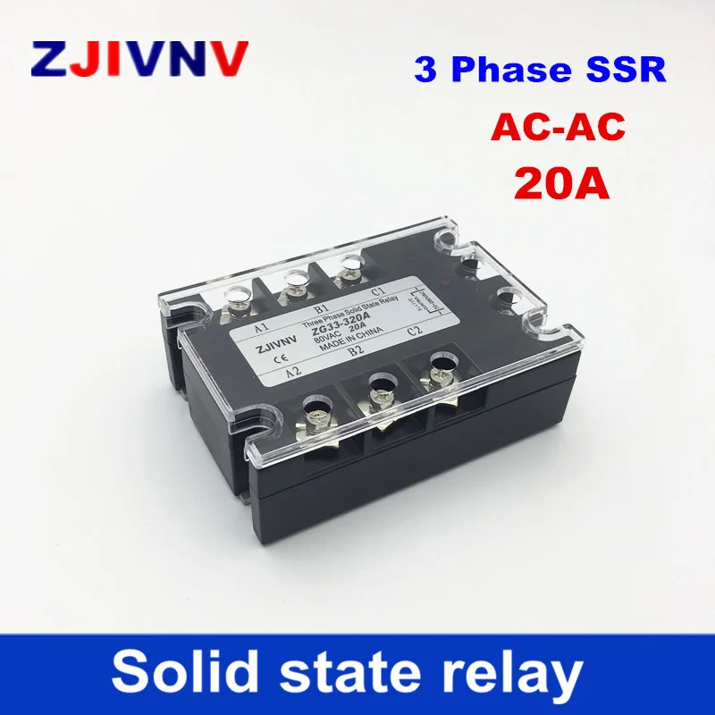 

ZJIVNV 20A Three phase solid state relay SSR motor forward and reverse AC control AC 80-250VAC Control 480VAC