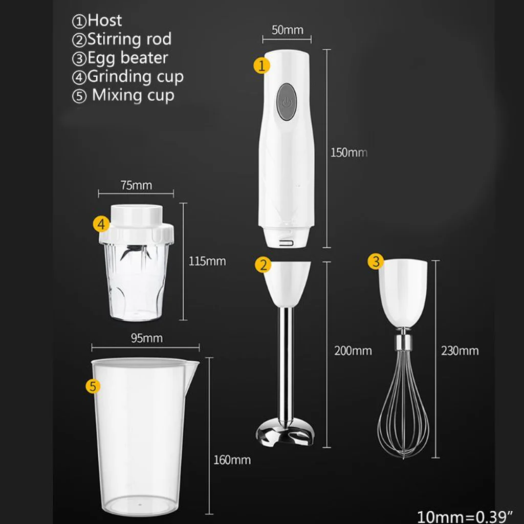 

Electric Handheld Blender Set 4-in-1 Hand Mixer Multifunctional Whisk Chopper Egg Beater Mixing Feet Whipped N05 20 Dropshipping