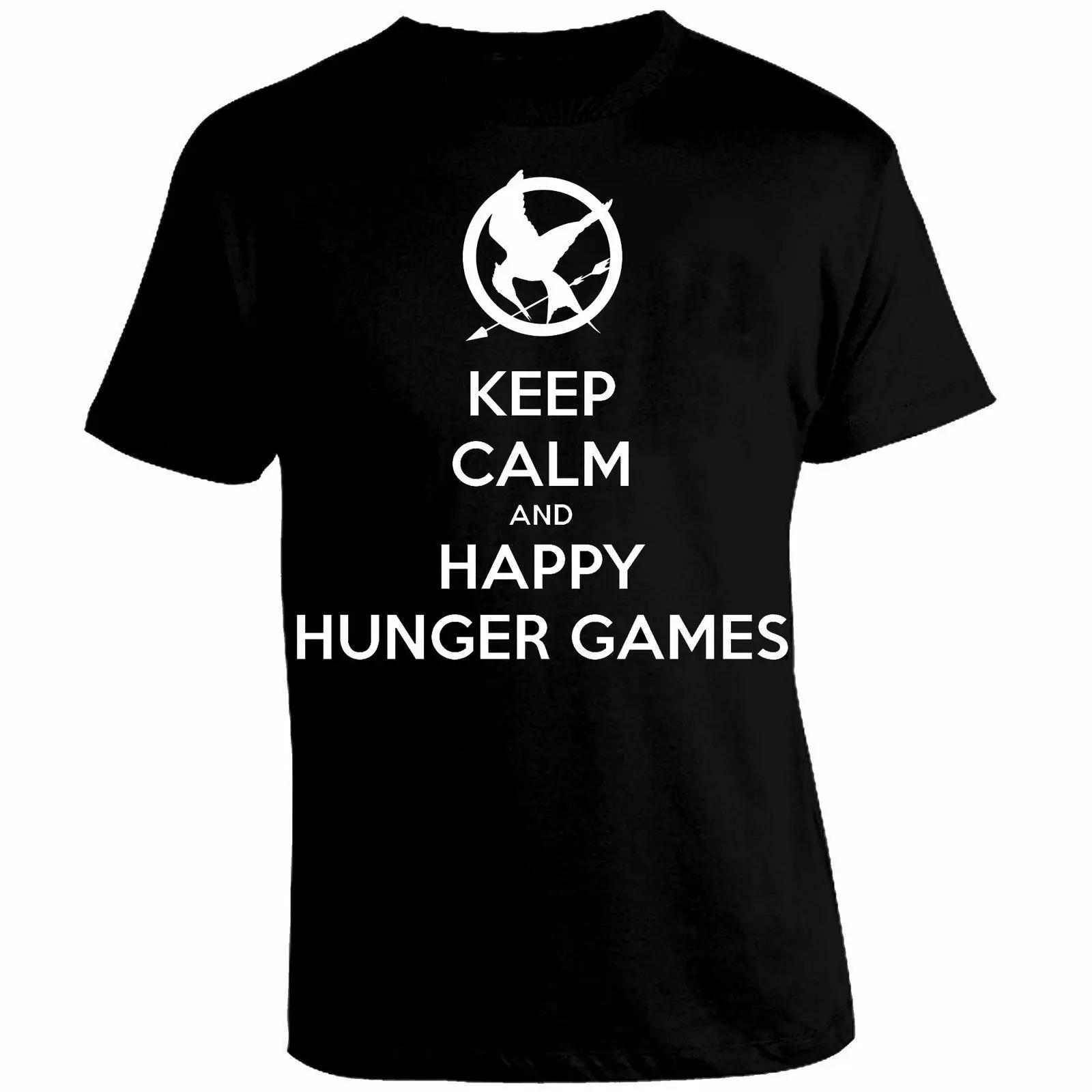 

Maglia Keep Calm and Happy Hunger Games T- Shirt Gift Print T-shirt,Hip Hop Tee Shirt,free shipping cheap tee,2019 hot tees