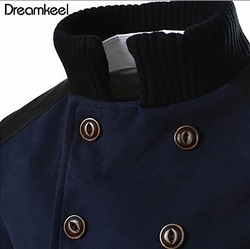 Мужской двубортный Тренч теплая зимняя Длинная Верхняя одежда на пуговицах