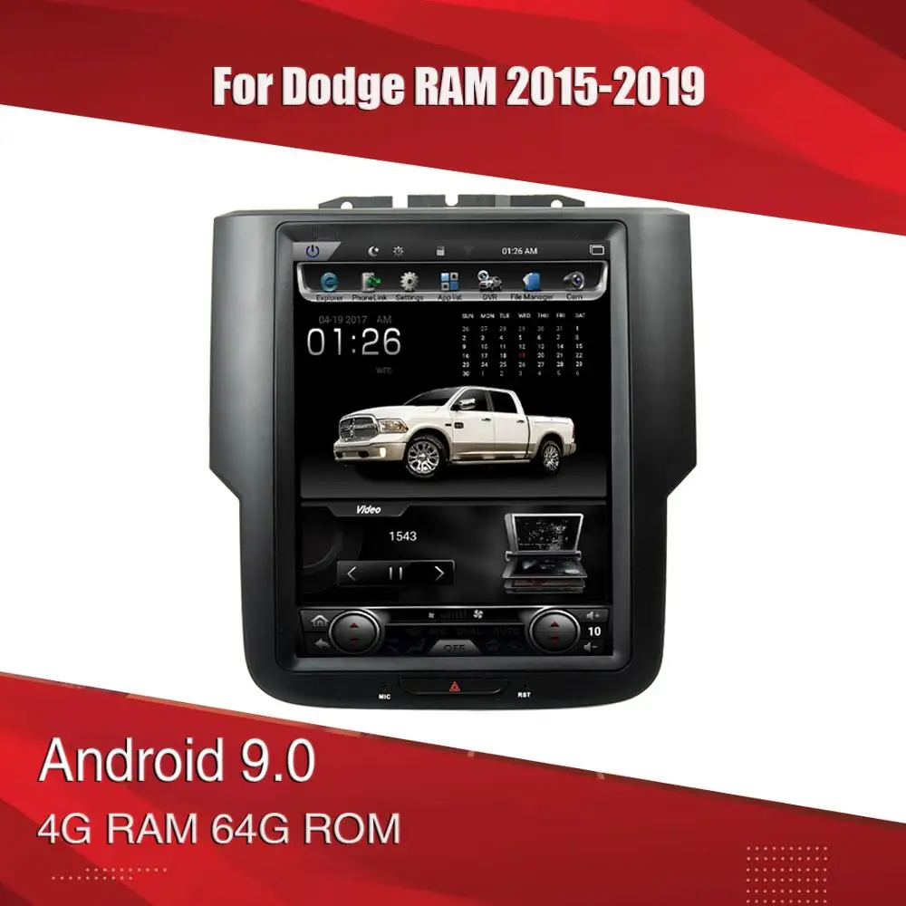 Автомобильный мультимедийный плеер 9 0 дюймов Android 10 4 в стиле Tesla для Dodge RAM GPS