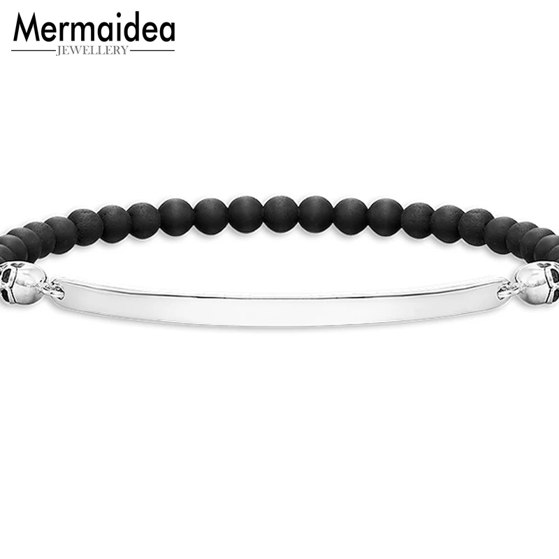 Браслеты посеребренные с черепом 6 мм обсидиан для мужчин модный подарок сердце