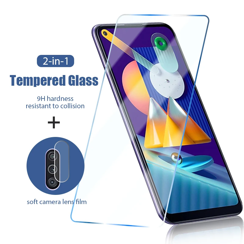 

2 in 1 Tempered Glass For Samsung M51 M31 M21 M12 M11 M01 M40M 30 M20 M10 Lens Film For Samsung M31S M21S M01S M30S M10S Glass