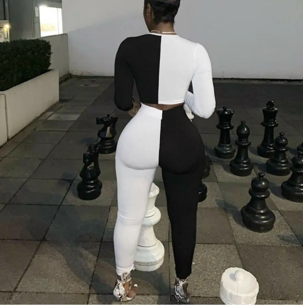 Новый брендовый Женский комплект пэчворк длинный рукав одежда для клуба на