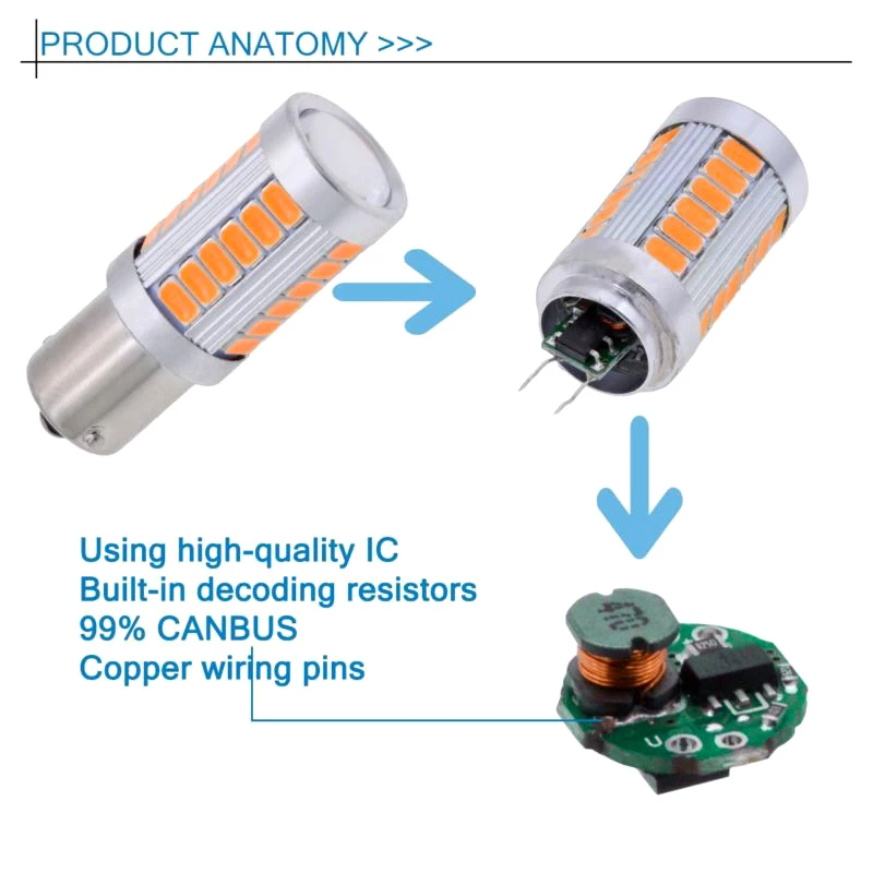 

4pcs Amber 1156PY BAU15S PY21W LED 33SMD Car Tail Turn Brake Reverse Signal Bulb Multifunctional LED Lights For Automotive Good
