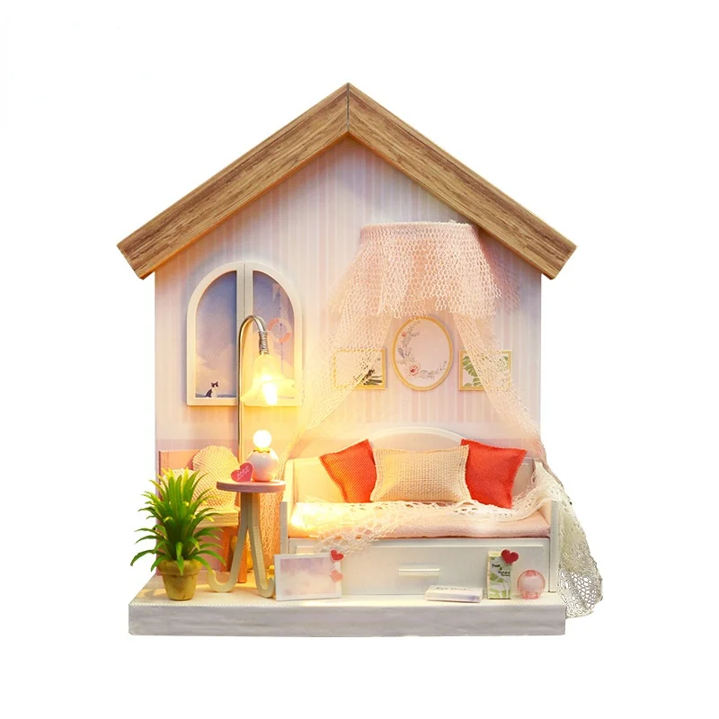 

Wooden House Mini Doll House Toy Set Mini Doll House with Furniture Doll House Decoration