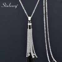 sinleery punk cool tassels drop pendant necklace women 2021 new jewelry silver color metal chain accessories zd1 ssh