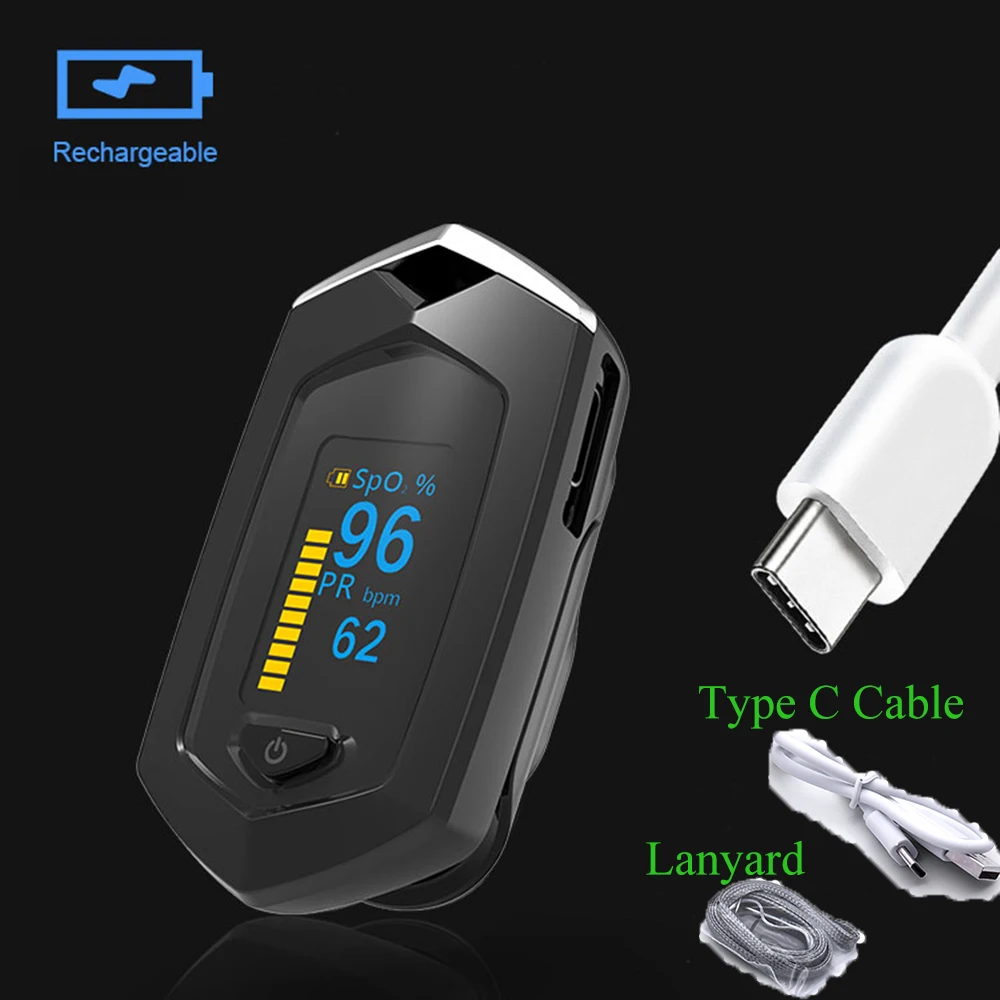 Пальчиковый Пульсоксиметр USB Перезаряжаемые OLED Дисплей кислород в крови