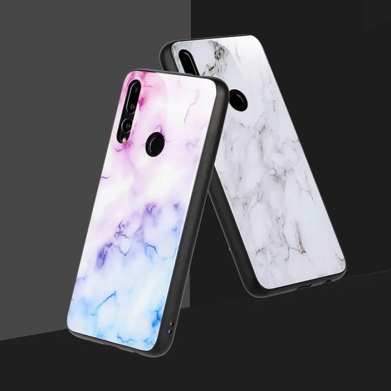 Чехол для Huawei P Smart Z с мраморным закаленным стеклом чехол телефона smart мягкая