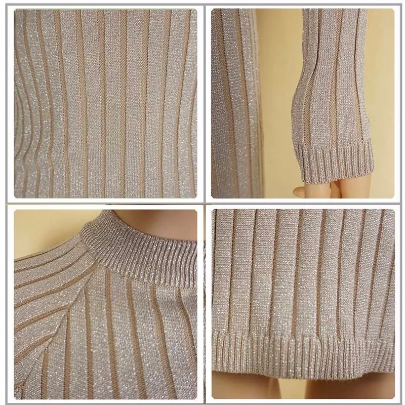 

Elastic Slim Women Knitted Dress Fashion Sexy Bodycon Vestidos Long Sleeve O-Neck Sweater Dress Autumn Winter Female Dresses