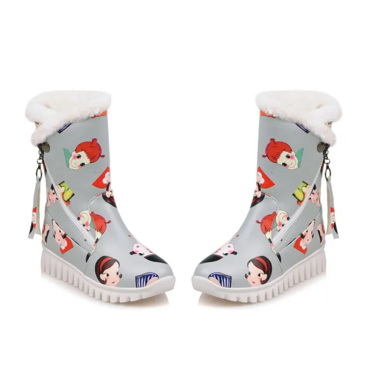 Женские ботинки с принтом ботильоны больших размеров 9 10 11-15 бахромой и молнией