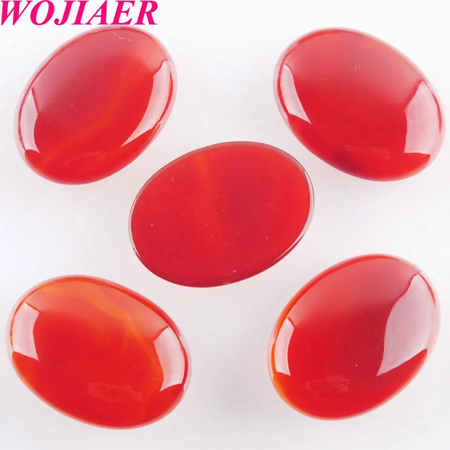 

WOJIAER Natural Dark Red Agates Gem Stones Oval Cabochon CAB No Drill Hole 30x40x8mm Jewelry Making 10PCS PU8132