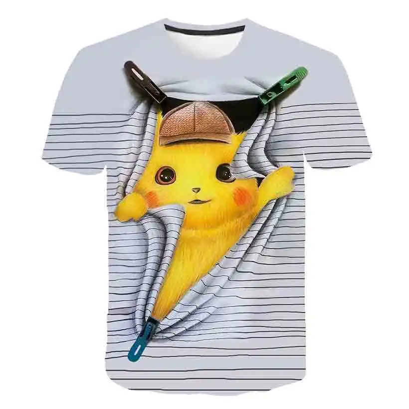 

Summer Anime 3D Cartoon Tee Baby Boys Girls Casual Cute Tops Kids Lovely Yellow Elf Clothing Fashion Round Collar Short Sleeve
