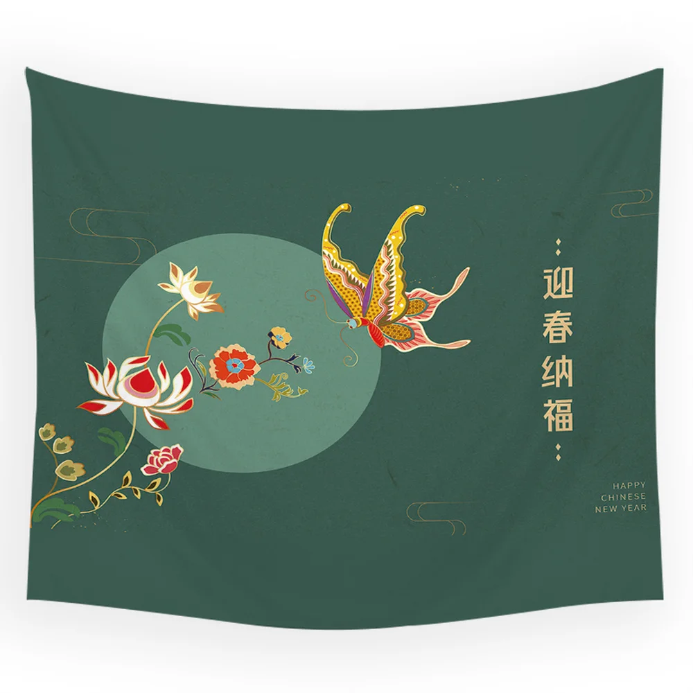 

Гобелен в ретро стиле, украшение для дома, декоративный гобелен в китайском стиле с принтом растений, бабочек, цветов, настенный подвесной г...