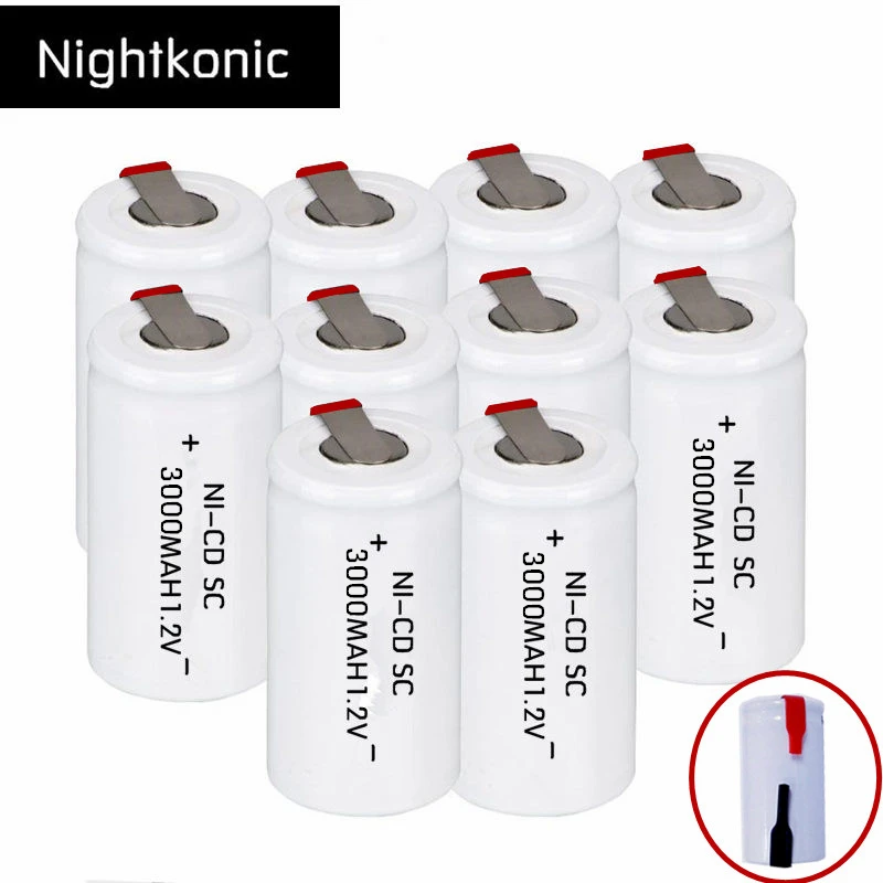 Nightkonic SC аккумулятор 3000mAh перезаряжаемый subc замена 1.2 в с вкладкой для makita dewalt bosch on.