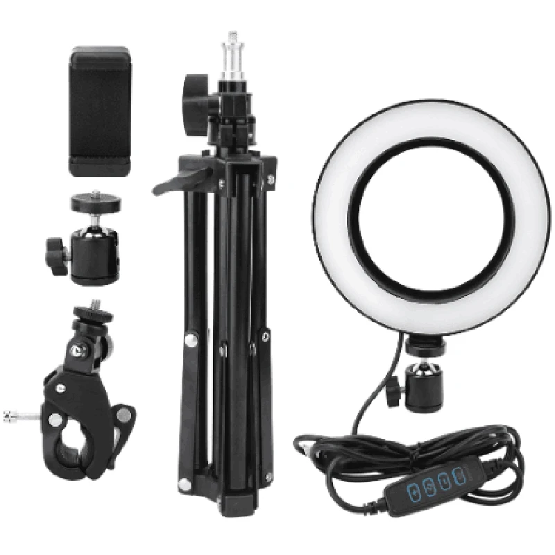 

LED Selfie Ring Fill Light 6 Inch Dimmable Camera Phone 16CM Ring Lamp with Stand Tripod for Makeup Video Live Studio