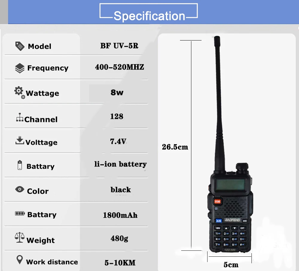6 шт. Baofeng 8 Вт UV-5R радиостанция рация СВЧ/УВЧ-трансивер Ручной UV 5R двухстороннее радио