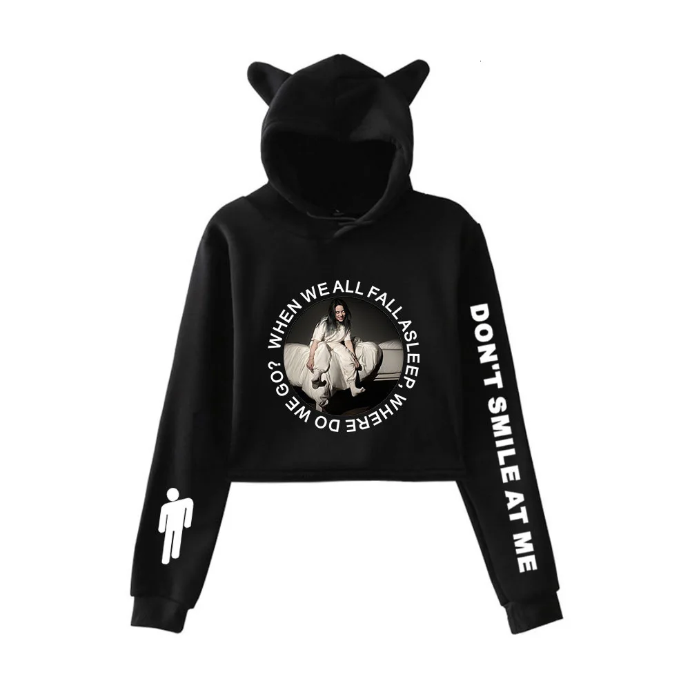 Billie Eilish Женская толстовка с капюшоном толстовки Kpop Kawaii корейский негабаритный