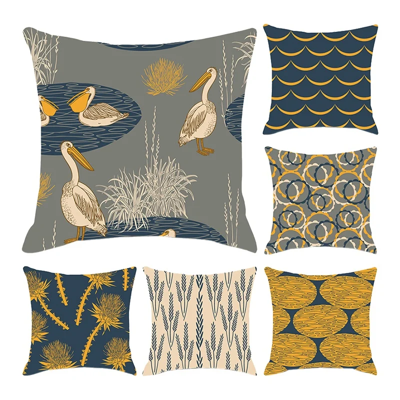 

6 Pcs Geometric Cushion Covers Yellow Pillow Cases Pillows Decorative High Quality Sofa Cushion Cover Car