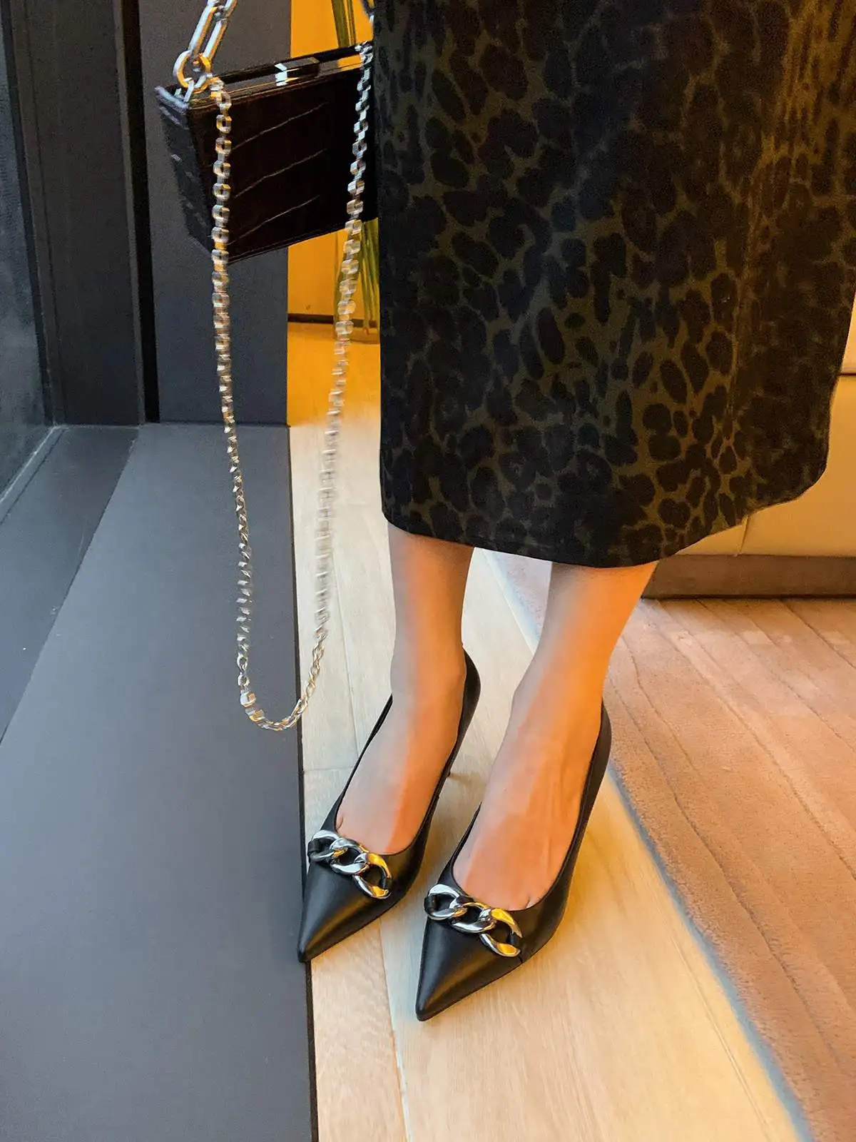 

Vichelo Hot genuine leather pointed toe thin high heels metal fasteners dance party wedding dress sexy slip on women pumps L29